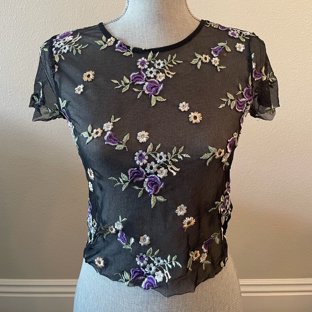 Urban Outfitters Transparent Floral Top
